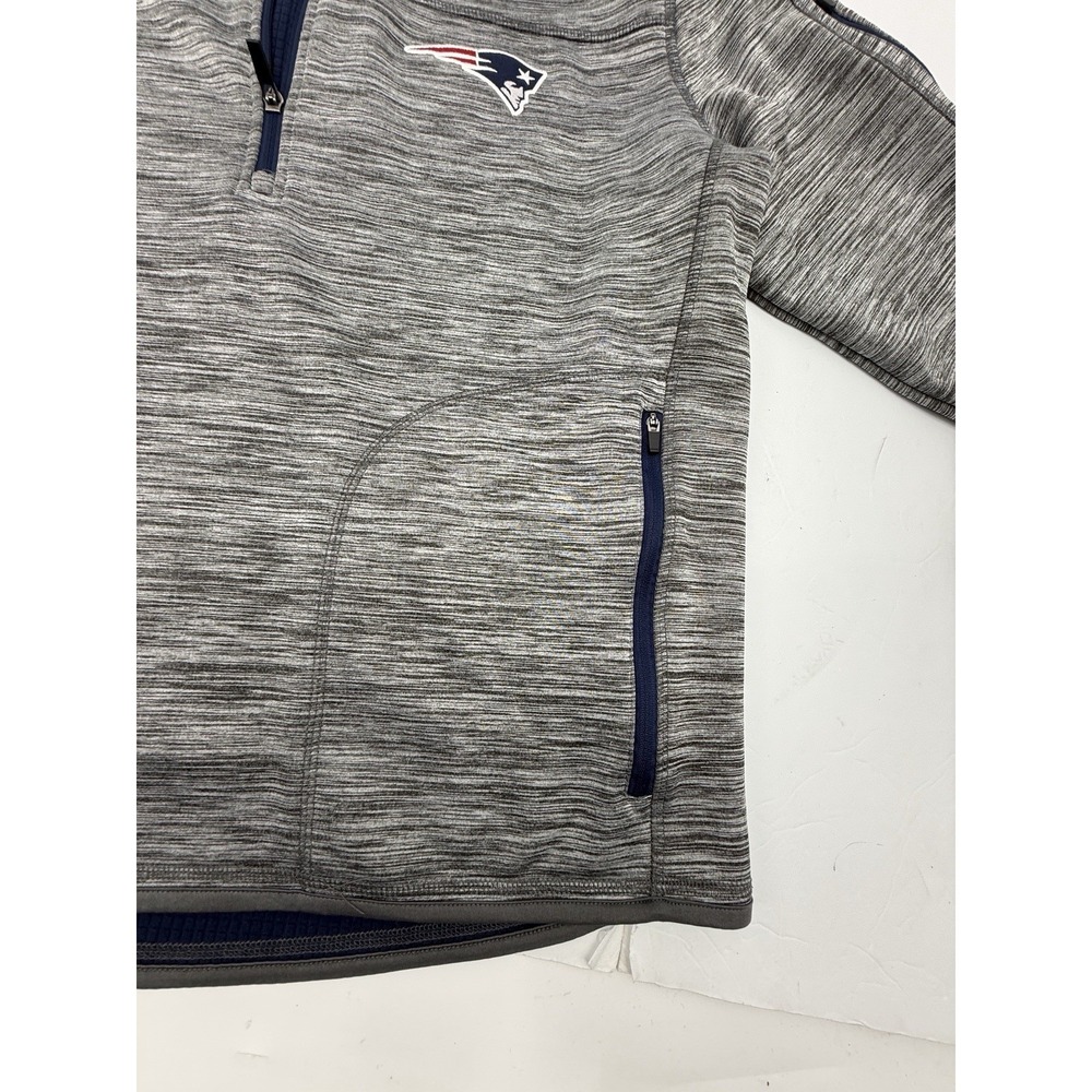 New England Patriots Quarter Zip Pullover Mens XL Gray NFL GIII Jacket Pockets - Picture 8 of 15